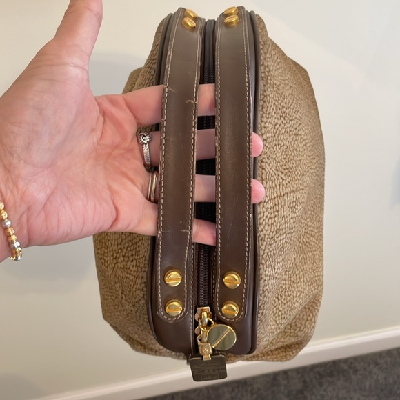 Borbonese Redwall Suede Textured Brown Dual Handle Satchel Bag EUC - Picture 14 of 16